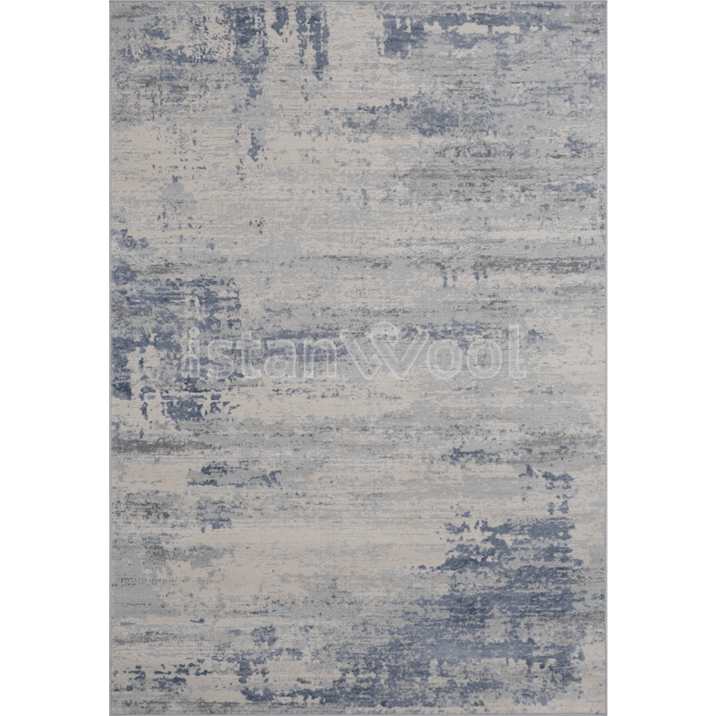 Alfombra Moderna con Diseño, Gruesa, Pelo con Relieve, Color Azul. Colección Atakoy.