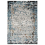 Alfombra Moderna, Gruesa, Pelo con Relieve, Color Azul con Dorado. Colección Kilyos