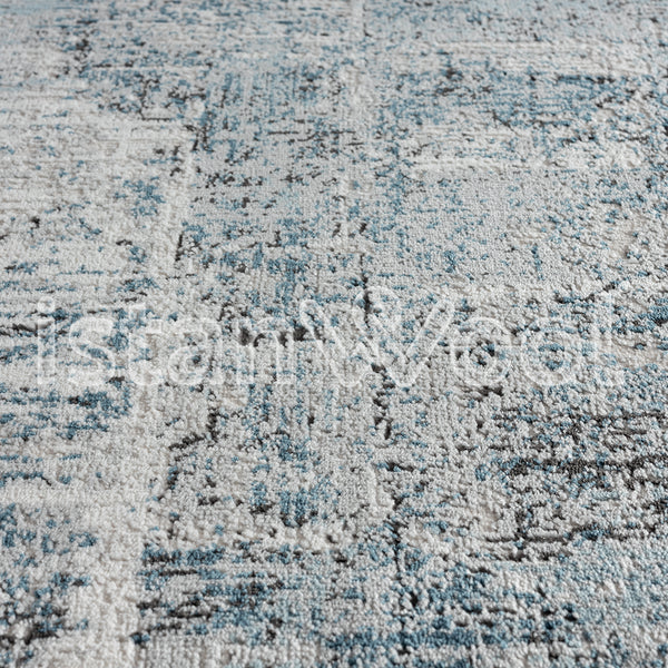 Alfombra Moderna, Gruesa, Pelo con Relieve, Color Azul con Gris. Colección Kilyos.