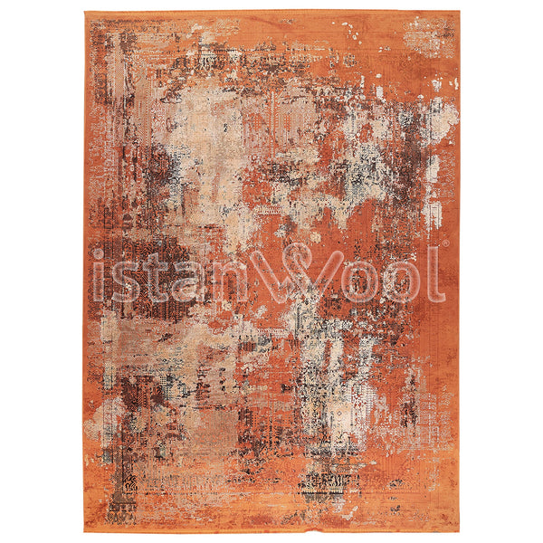 Alfombra Grande Moderna, Gruesa, Pelo con Relieve, Color Naranja. Colección Yildiz
