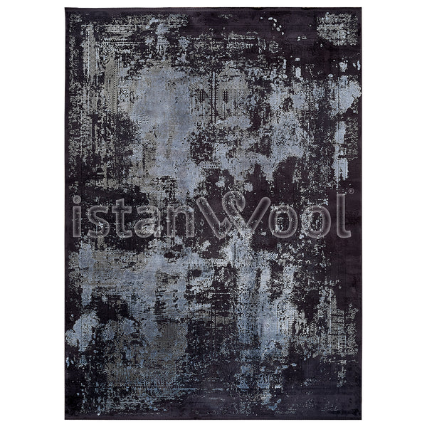 Alfombra Grande Moderna, Gruesa, Pelo con Relieve, Color Negro. Colección Yildiz