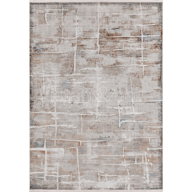 Alfombra Moderna con Diseño, Gruesa, Pelo con Relieve, Color Beige. Colección Kilyos