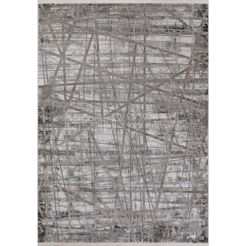 Alfombra Moderna con Diseño, Gruesa, Pelo con Relieve, Color Café con Gris. Colección Kilyos