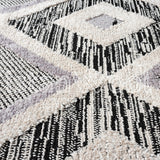 Alfombra Grande Moderna con Diseños, Gruesa, Pelo Con Relieve, Color Blanca con Negro. Colección Uskudar