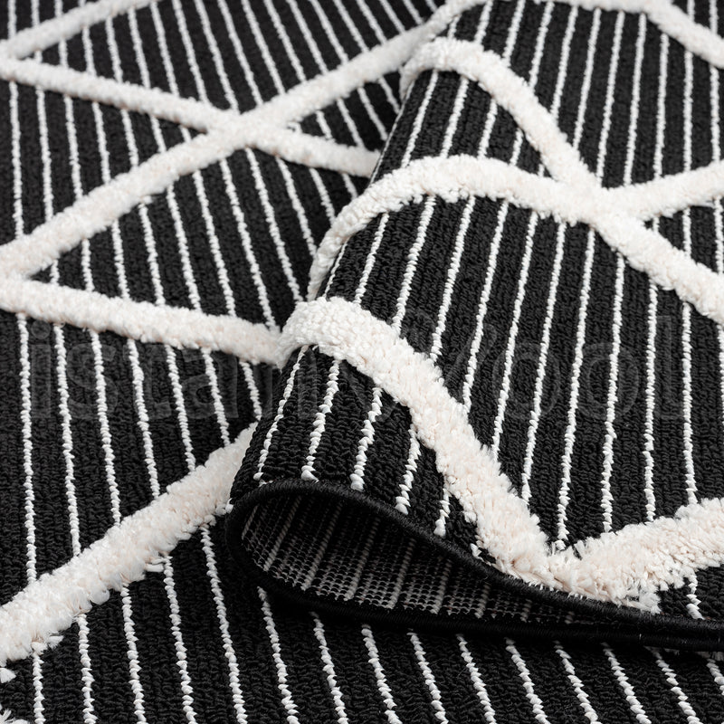 Alfombra Moderna con Diseños, Gruesa, Pelo Con Relieve, Color Negro. Colección Uskudar