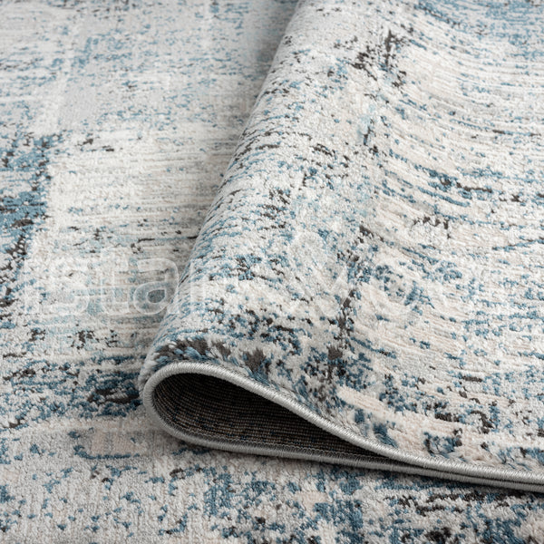 Alfombra Moderna, Gruesa, Pelo con Relieve, Color Azul con Gris. Colección Kilyos.