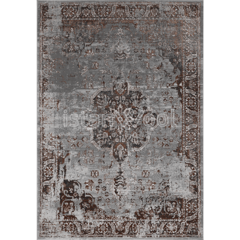 Alfombra Moderna con Diseño, Estilo Tradicional, Gruesa, Pelo con Relieve, Color Gris. Colección Kilyos