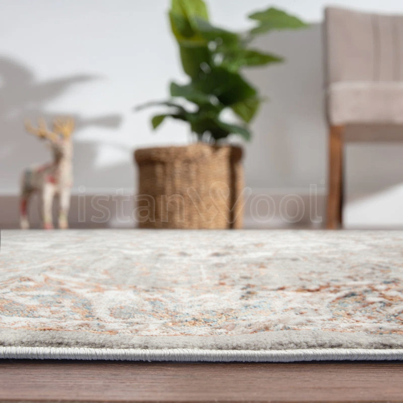 Alfombra Moderna con Diseño, Estilo Tradicional, Gruesa, Pelo con Relieve, Color Gris. Colección Kilyos