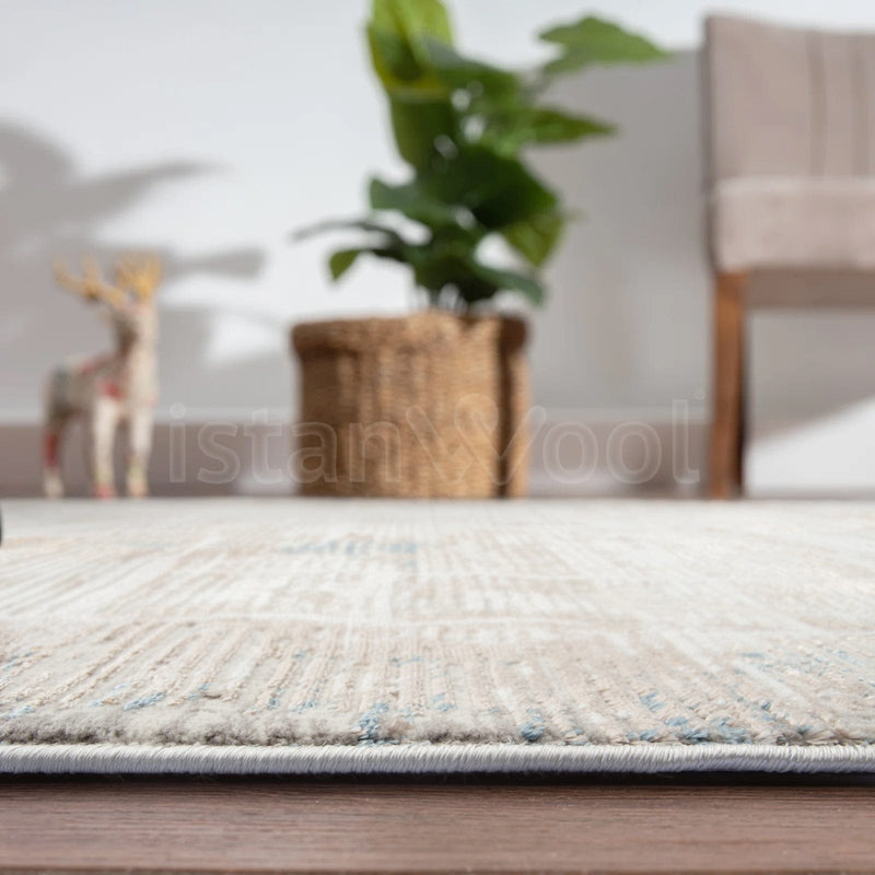 Alfombra Moderna con Diseño, Gruesa, Pelo con Relieve, Color Beige. Colección Kilyos