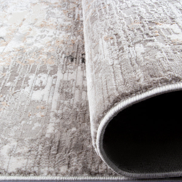 Alfombra Moderna con Diseño, Gruesa, Pelo con Relieve, Color Beige con Gris. Colección Kilyos