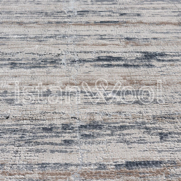 Alfombra  Moderna con Diseño, Gruesa, Pelo con Relieve, Color Café con Gris. Colección Atakoy