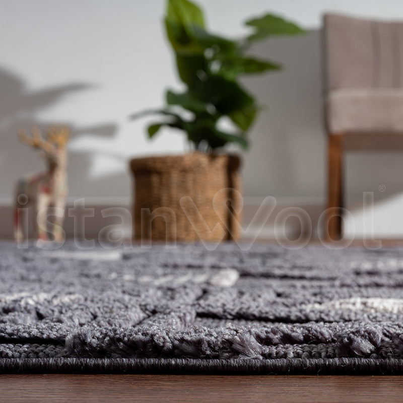 Alfombra Moderna con Diseños, Gruesa, Pelo Con Relieve, Color Azul. Colección Uskudar
