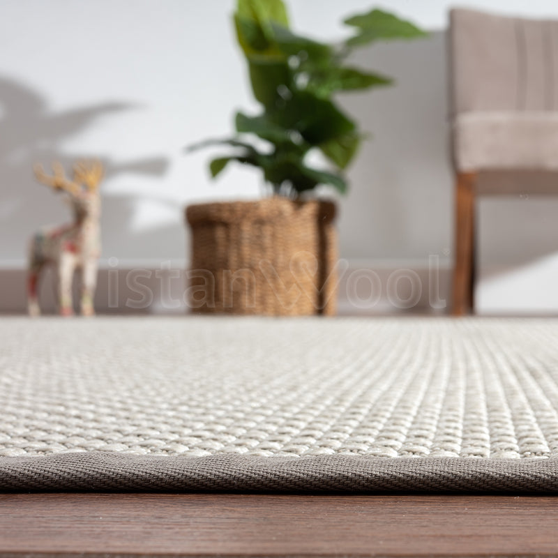 Alfombra Moderna Sisalo, Color Beige Con Borde Café. Colección Pera Sisal