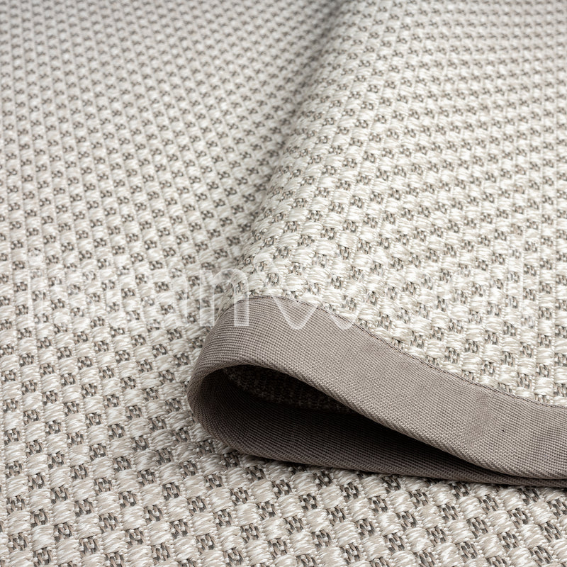 Alfombra Moderna Sisalo, Color Beige Con Borde Café. Colección Pera Sisal