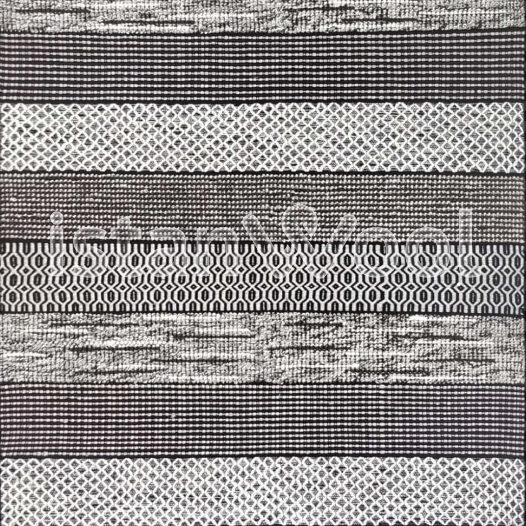 Alfombra de Lana Hecha a Mano Kilim Moderna, Gruesa, Blanca con Negro. Colección Makalu.