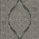 Alfombra Moderna Estilo Antigua, Gruesa, Pelo con Relieve, Color Negro con Dorado. Colección Ortakoy
