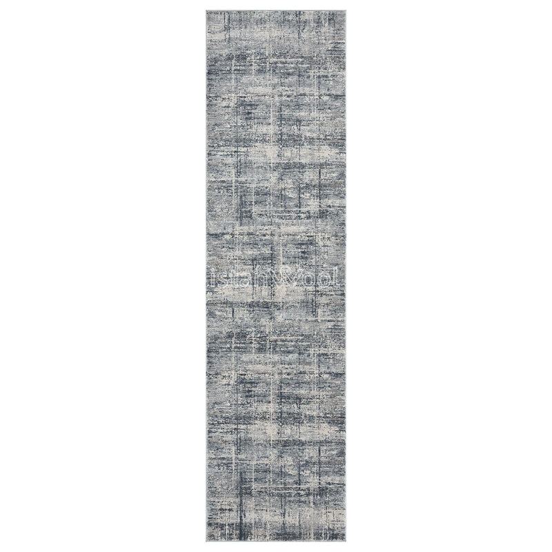 Alfombra  Moderna de Pasillo, Gruesa, Pelo con Relieve, Color Gris Oscuro con Beige. Colección Atakoy