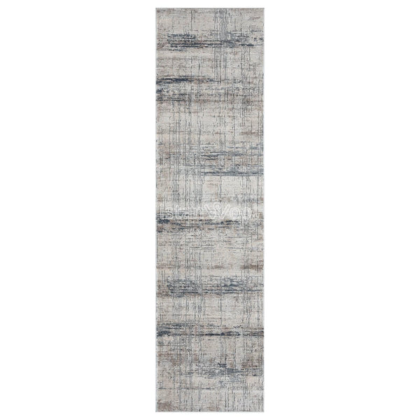 Alfombra  Moderna de Pasillo, Gruesa, Pelo con Relieve, Color Gris con Beige. Colección Atakoy