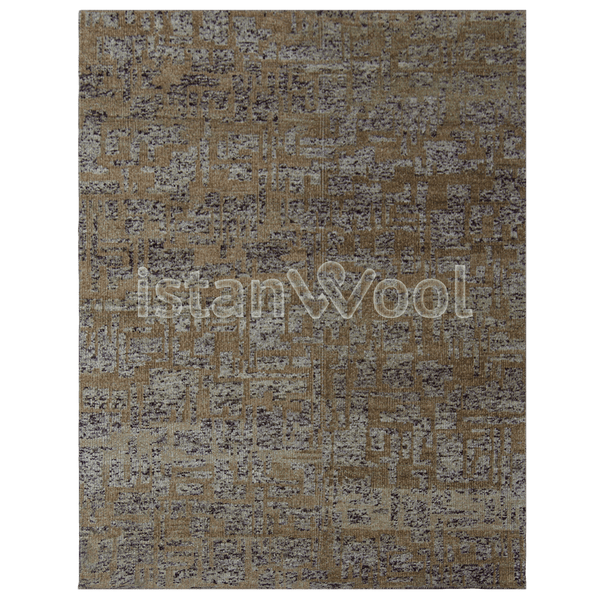 Alfombra  Moderna de Lana, Hecha a Mano, Gruesa, Color Café. Colección Goa