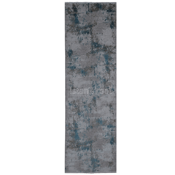 Alfombra  Moderna, Gruesa, Pelo con Relieve, Color Gris con Azul. Colección Bebek.