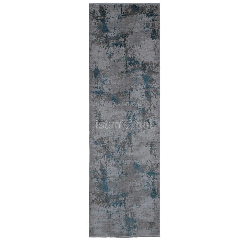 Alfombra  Moderna, Gruesa, Pelo con Relieve, Color Gris con Azul. Colección Bebek.
