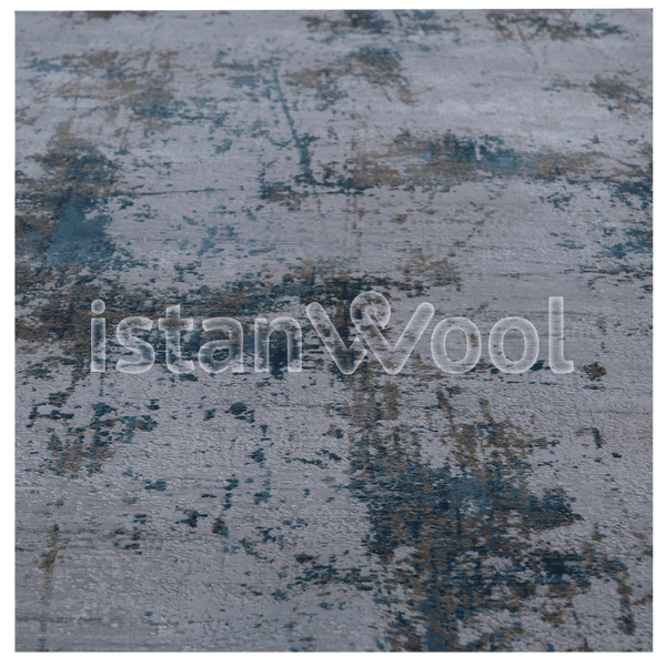 Alfombra  Moderna, Gruesa, Pelo con Relieve, Color Gris con Azul. Colección Bebek.