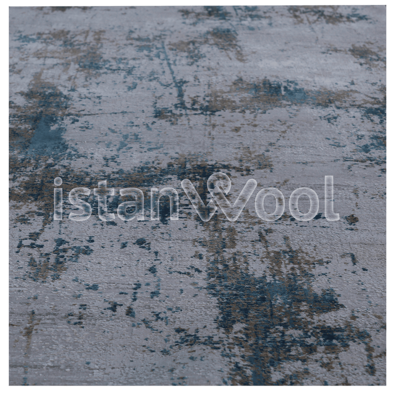 Alfombra  Moderna, Gruesa, Pelo con Relieve, Color Gris con Azul. Colección Bebek.