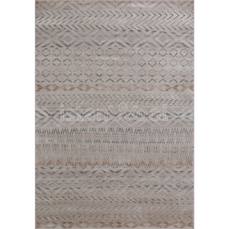 Alfombra Moderna con Diseño, Gruesa, Pelo con Relieve, Color Beige. Colección Atakoy