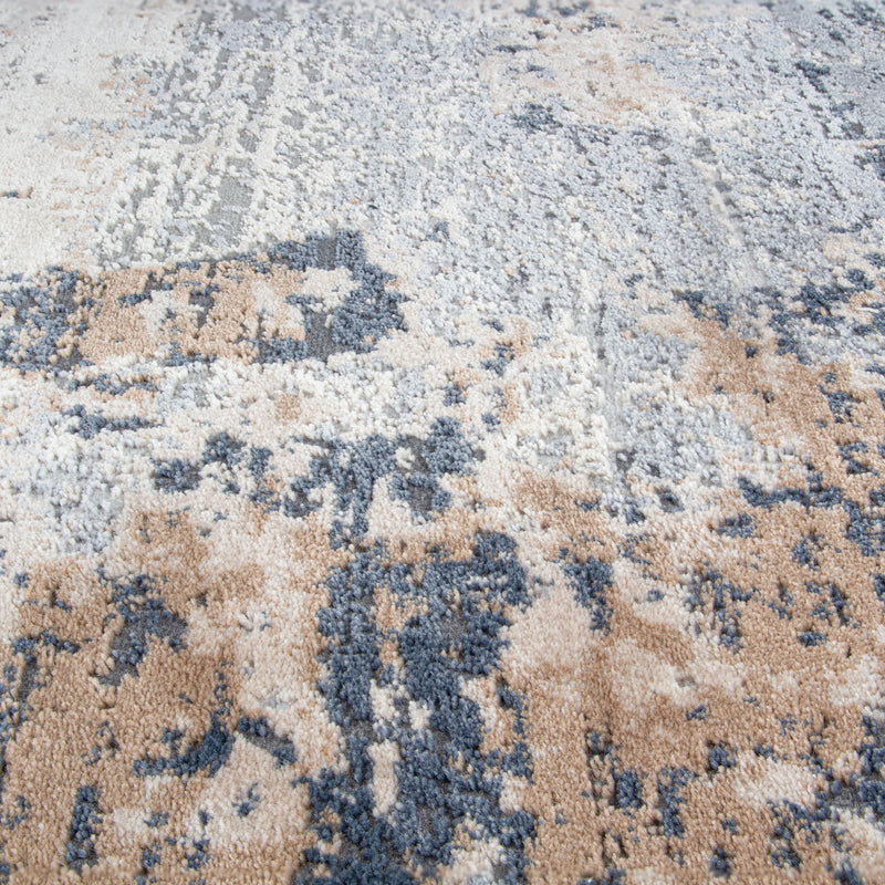 Alfombra Moderna con Diseño, Gruesa, Pelo con Relieve, Color Gris con Beige. Colección Atakoy