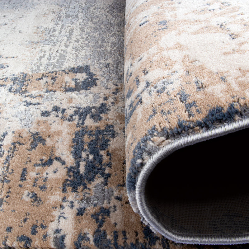 Alfombra Moderna con Diseño, Gruesa, Pelo con Relieve, Color Gris con Beige. Colección Atakoy