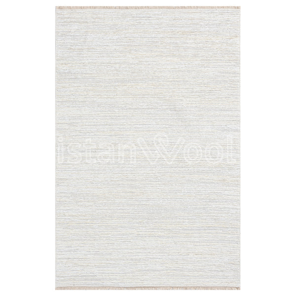 Alfombra Moderna Lisa Gruesa, Pelo Corto, Color Blanca. Colección Riva.