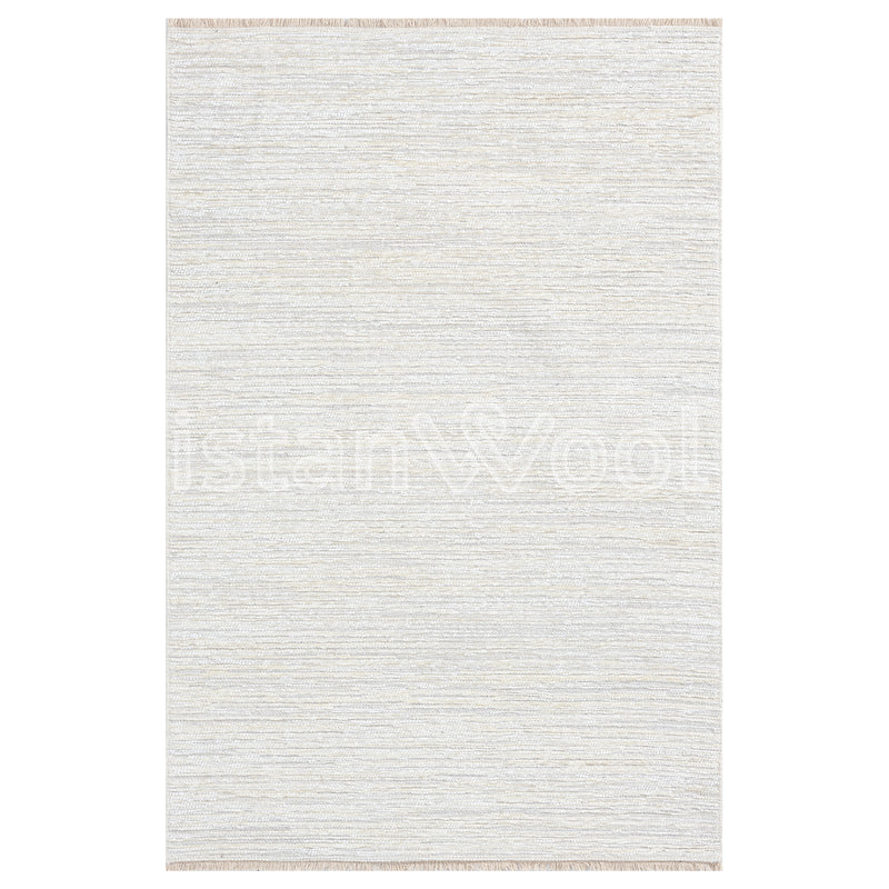 Alfombra Moderna Lisa Gruesa, Pelo Corto, Color Blanca. Colección Riva.