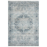 Alfombra Moderna Estilo Antiguo, Gruesa, Pelo Corto, Celeste con Gris. Colección Riva.