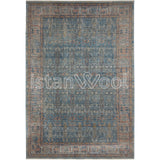 Alfombra Moderna Estilo Antiguo, Gruesa, Pelo con Relieve, Azul con Naranja.  Colección Riva