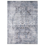 Alfombra Moderna Estilo Antiguo, Gruesa, Pelo Corto, Color Azul y Gris. Colección Riva.