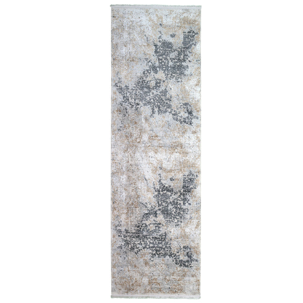 Alfombra Moderna Con Diseño, Gruesa, Pelo con Relieve, Color Gris con Dorado. Colección Ulus.