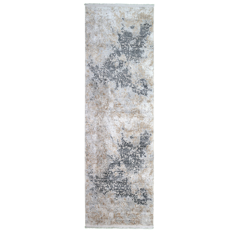 Alfombra Moderna Con Diseño, Gruesa, Pelo con Relieve, Color Gris con Dorado. Colección Ulus.