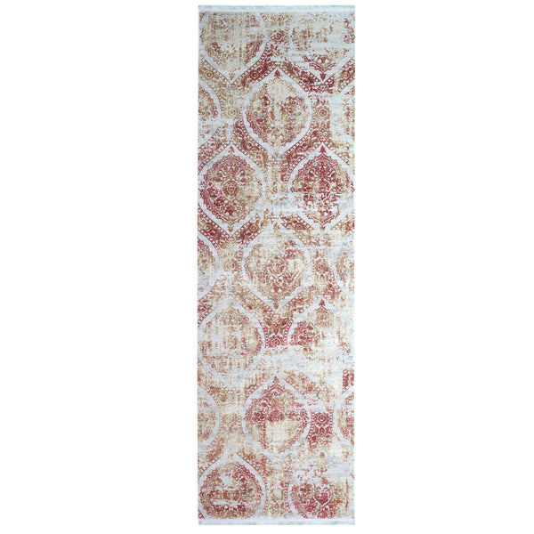 Alfombra Moderna con Diseño Antiguo, Gruesa, Pelo con Relieve, Color Rojo. Colección Ulus.