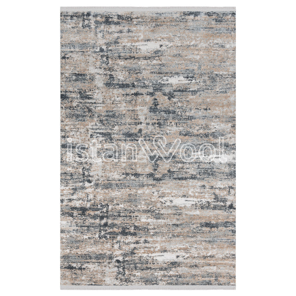 Alfombra Grande Moderna, Gruesa, Pelo con Relieve, Color Gris con Café. Colección Ulus.