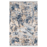 Alfombra Moderna con Diseño, Gruesa, Pelo con Relieve, color Azul con Amarillo. Colección Ulus.