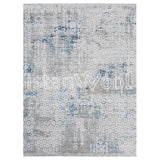Alfombra Grande Moderna, Gruesa, Pelo con Relieve, color Azul con Gris. Colección Ulus.
