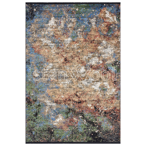 Alfombra Moderna con Diseño, Gruesa, Pelo con Relieve, Multicolor. Colección Ortakoy.