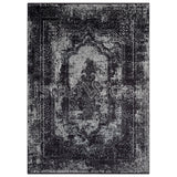 Alfombra Moderna Estilo Antiguo, Gruesa, Pelo con Relieve, Color Negro. Colección Ortakoy.