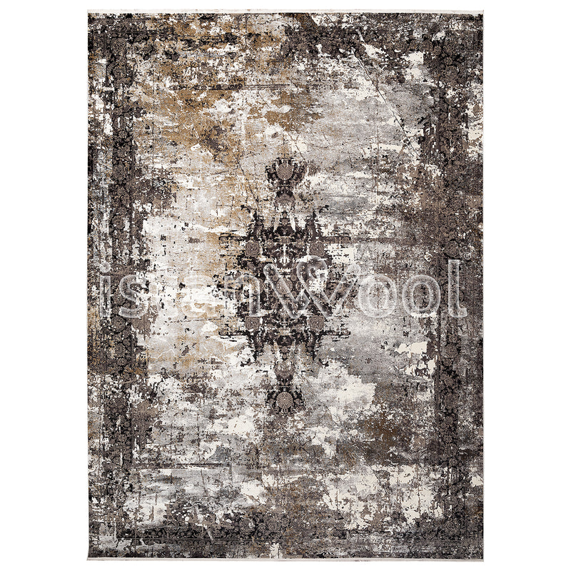 Alfombra Grande Premium Moderna Estilo Antiguo, Gruesa, Pelo con Relieve, Café. Colección Emirgan