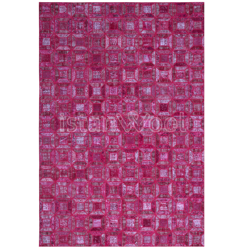 Alfombra Patchwork Pelo Corto, Fucsia. Colección Kadıkoy.
