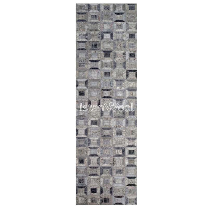 Alfombra Patchwork Pelo Corto, Gris y Negro. Colección Kadıkoy.
