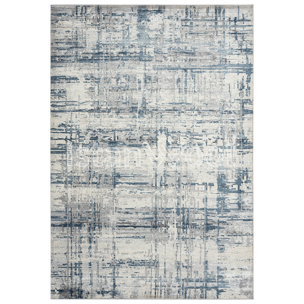 Alfombra Moderna, Gruesa, Pelo con Relieve, Gris con Azul.  Colección Atakoy.