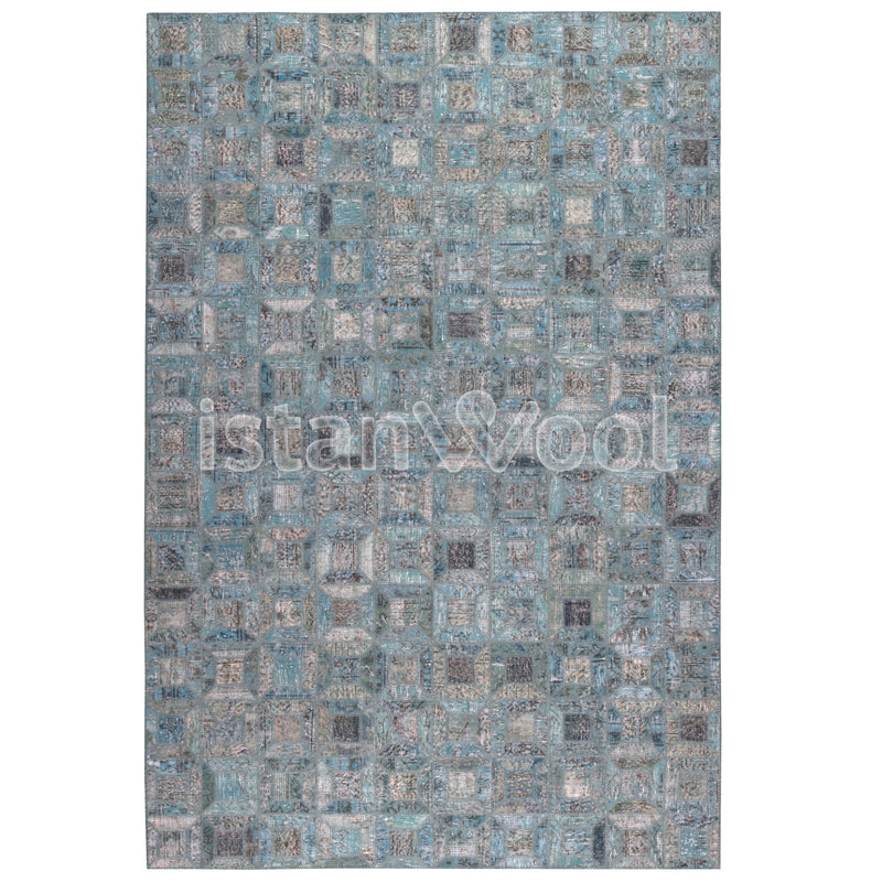 Alfombra Patchwork de Lana Hecha a Mano, color Calipso. Colección Kadikoy.
