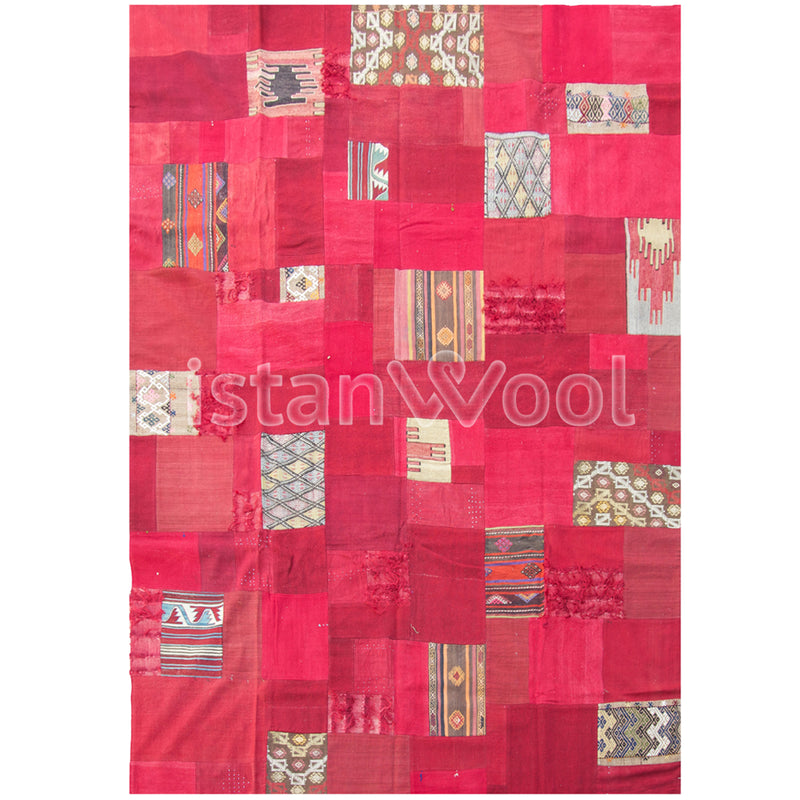Alfombra Kilim Patchwork, Roja. Colección Balat