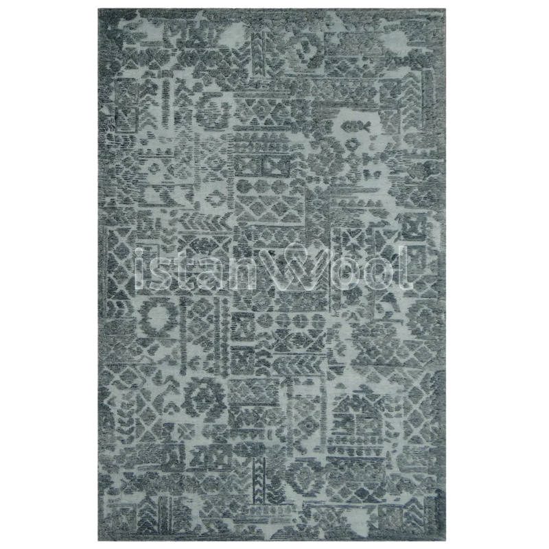 Alfombra Moderna para Terraza Tipo Boucle, Color Verde. Colección Tibet